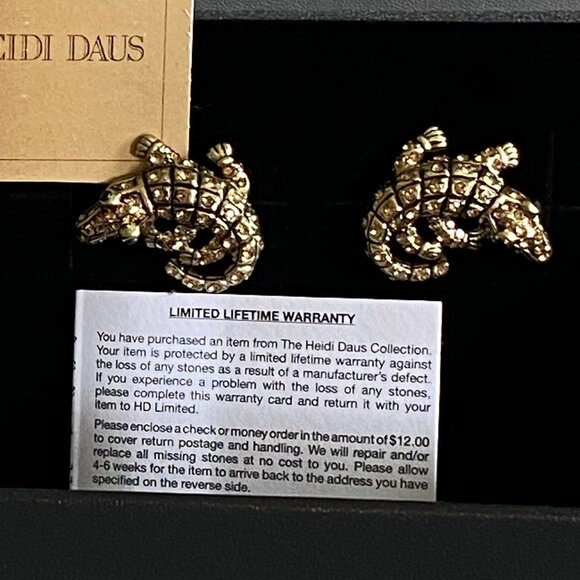 Heidi Daus Alligator Crystal Pierced Earrings NIB - Picture 11 of 12